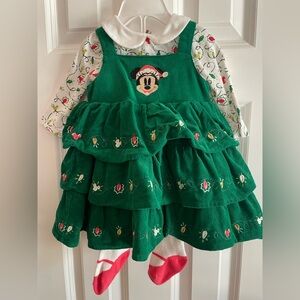 Disney Green Holiday Dress with Embroidered Details